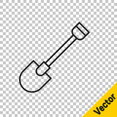 Black line Fire shovel icon isolated on transparent background. Fire protection equipment. Equipment for firefighter. Vector.
