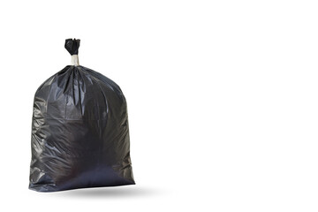 Close up of a garbage bag isolated on white background with clipping path and copy space.