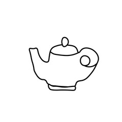 Vector New Year Cakes in doodle style.One teapot simple food.Illustration drinks for Chinese New Year with black line hand drawn.Design for menus,cards,stickers,prints,social networks,web.