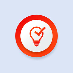 check mark icon, Orange round pictogram