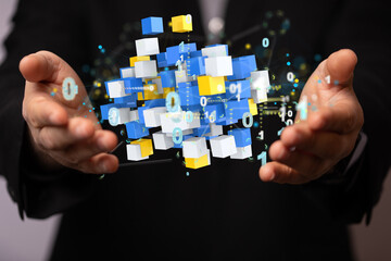Cloud computing concept.Abstract cloud connection technology background.