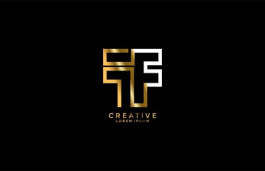 Fototapeta premium Modern Logo Letter FF combination golden vector