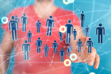 Abstract network of physical devices on the Internet using a network connection with statistics...