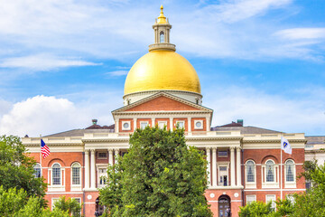 Fototapeta na wymiar The Massachusetts State House on the Freedom Trail Boston Massachusetts USA