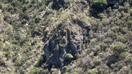 Rock formation on the side of a mountain in Antisana Ecological Reserve, Ecuador