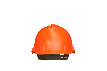 Orange hard safety helmet isolated on white background