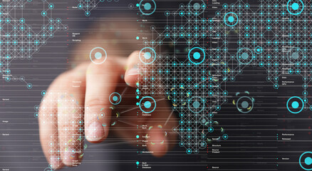 Business people silhouettes network team