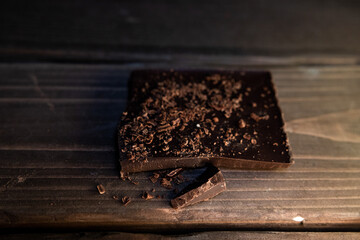 chocolate on wooden table