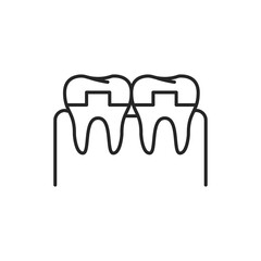 Crowned teeth color line icon. Pictogram for web page, mobile app, promo.