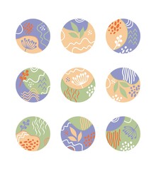 Highlight cover set. Abstract art template. Social media vector illustration.