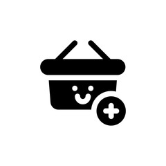 Add Cart Buy Cute Shopping Glyph Icon, Logo, Vector