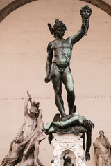 FLORENCE, ITALY - APRIL 14, 2020: Cathedral of Santa Maria del Fiore and Baptistery of St. John Battistero di San Giovanni.