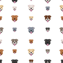 Staffordshire bull terrier seamless pattern. Staffy characters set