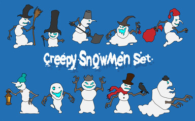 Funny creepy snowman set