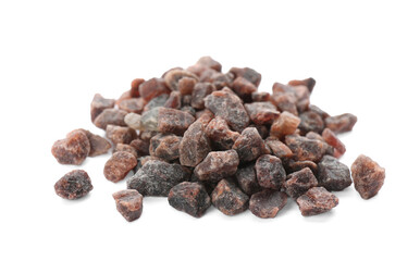 Pile of Himalayan black salt isolated on white