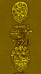 Manufactured African fabric – Ritual masks - Seamless and textured pattern, cotton, photo 