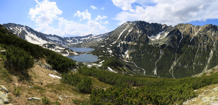 Panorama of the Tatra Mountains, Valley of Five Polish Lakes, Roztoka Valley, Kozi Wierch, Poland