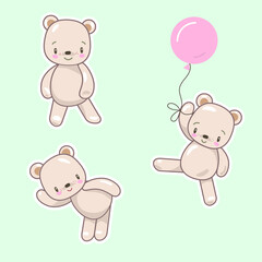 cute cartoon little bear dancing and naughty