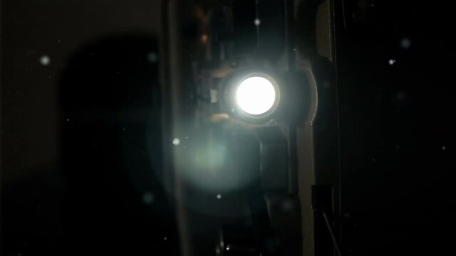 Old Film Projector. Close Up. 4K Resolution.