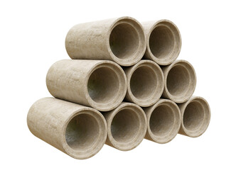 concrete pipe pile isolated on white background