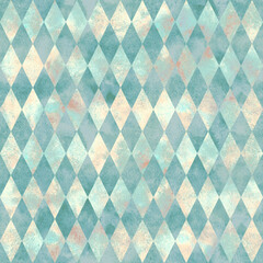 Alice in Wonderland style watercolor diamond rhombus  seamless pattern  - obrazy, fototapety, plakaty