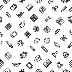 Seamless Pattern Elements Hand Drawn Collection College School Study Vector Design Style Background Grades Education Learning Illustration Icons