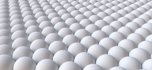 White spheres as a regular background or texture.