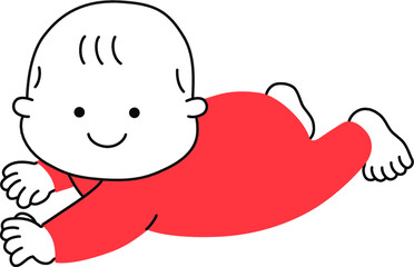 赤色のベビー服を着てハイハイをする赤ちゃん
タイトル変更