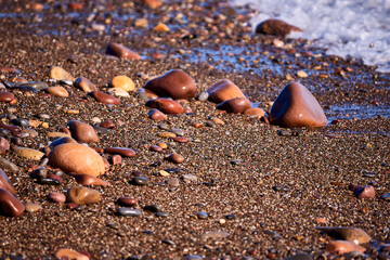 Set of rocks on the shore of the beach