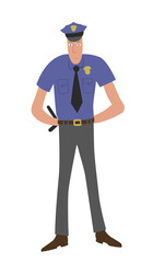 Isolated police officer in unifrom on white background