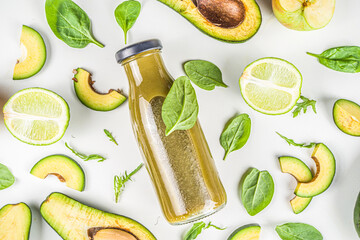 Green healthy smoothie bottles