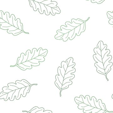 Autumn leaves seamless pattern outline seasonal images simple fall repeat ornament in hand drawn doodle style for gift paper, textile.