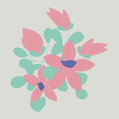 Vector illustration of flowers in delicate pastel shades. Illustration for printing banners, postcards and prints in the textile industry.