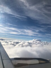 Fototapeta na wymiar In the Sky Clouds from airplane window