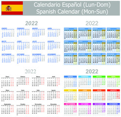 2022 Spanish Mix Calendar Mon-Sun on white background