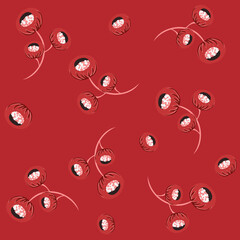 Vector floral seamless pattern. Red abstract background with simple small scattered flowers. Liberty style wallpapers. Elegant ditsy texture. Ornate repeat design for print, textile, decoration. cover