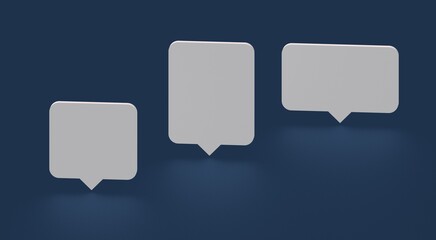 3d render. Chalkboard speech bubble, icons are for writing human thoughts.