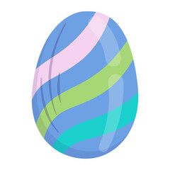 Easter egg in cartoon style isolated on white background. Vector illustration for Easter cards.