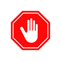 Stop Hand Palm sign, Vector isolated icon