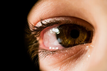 Close-up view of a little boy's eyes