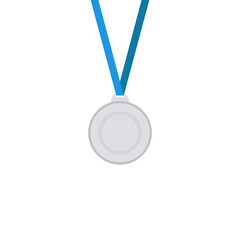 Silver medal isolated on a white background. Vector illustration.