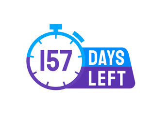 157 Days Left labels on white background. Days Left icon