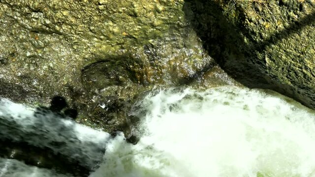 Tanur or Oven Waterfall (21 m) in Ayoun Nature Reserve, by the town of Metula, Upper Galilee, Israel. 4K