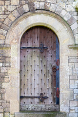 Ruined castle door front view