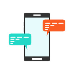 Mobile phone social chat. Vector illustration.