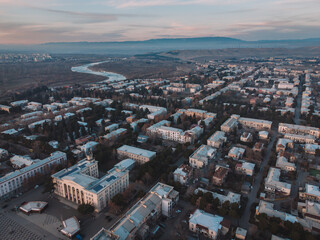 Small Town At Evening Aerial