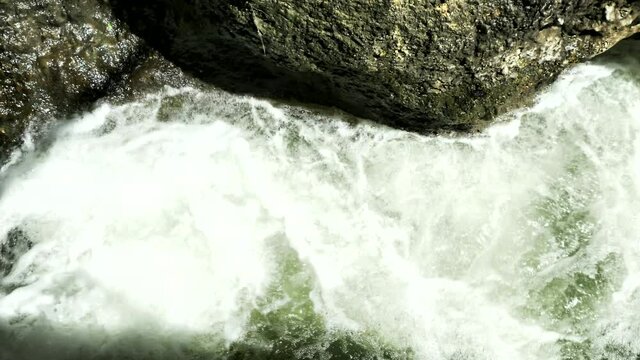Tanur or Oven Waterfall (21 m) in Ayoun Nature Reserve, by the town of Metula, Upper Galilee, Israel. 4K