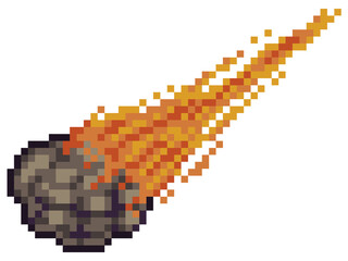 Pixel art meteor, asteroid, comet 8bit game item on white background  © Kaleb