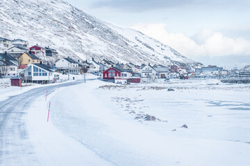 A view of the village in winter, Skarsvag, Norway