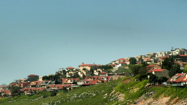 Panorama of the Upper Galilee hills surrounding town Metula. Northern Israel. 4K